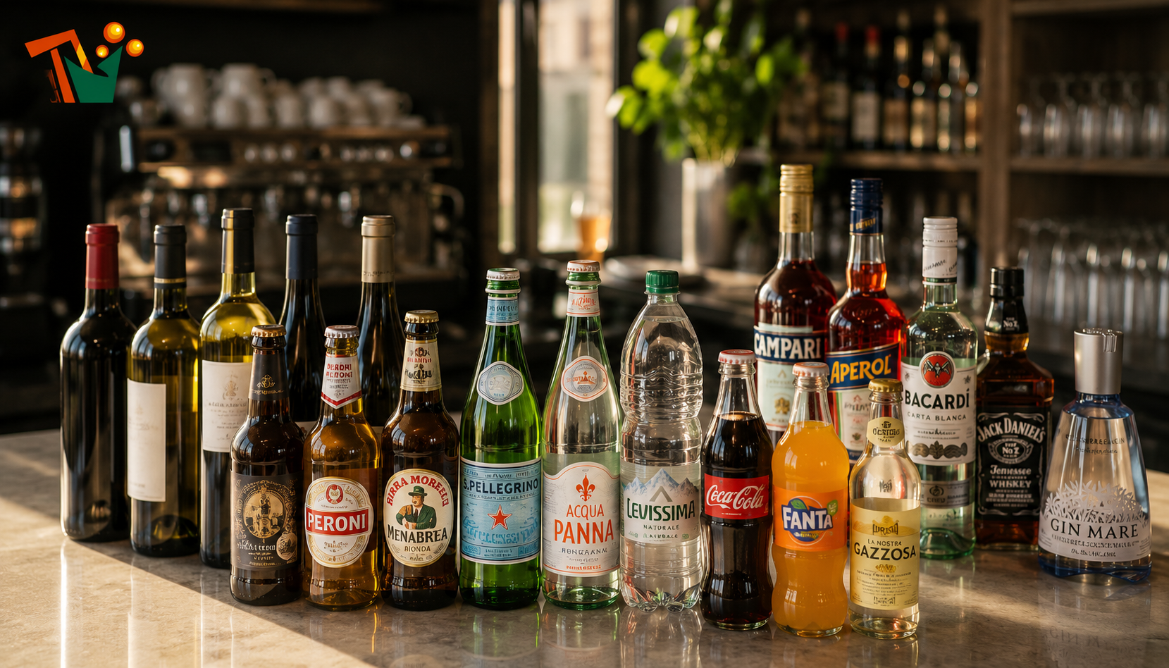 Bottiglie di bevande su bancone bar — come scegliere il fornitore